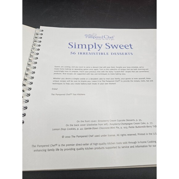 Pampered Chef Cookbooks All the Best & Simply Sweet Food Recipes Spiral Bound - Picture 2 of 4